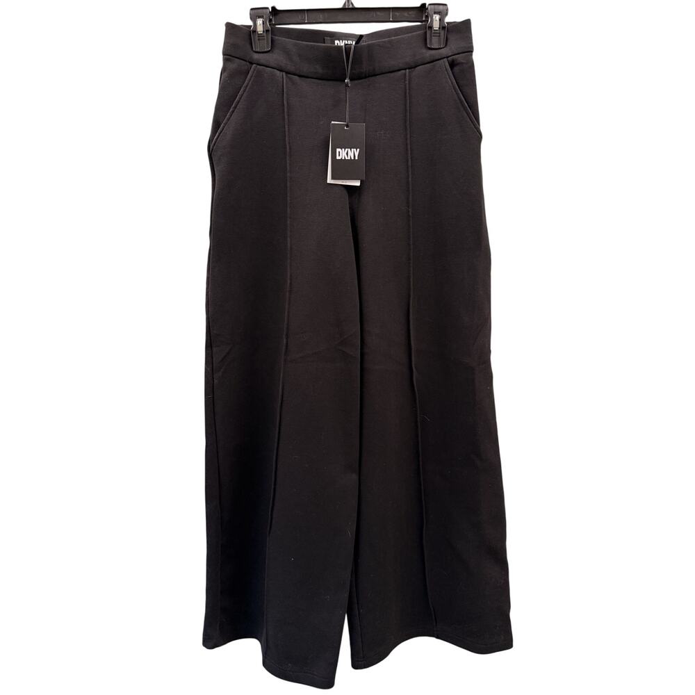 New! DKNY Women's Black Pull On Pintuck Jersey Goucho Pants Size M